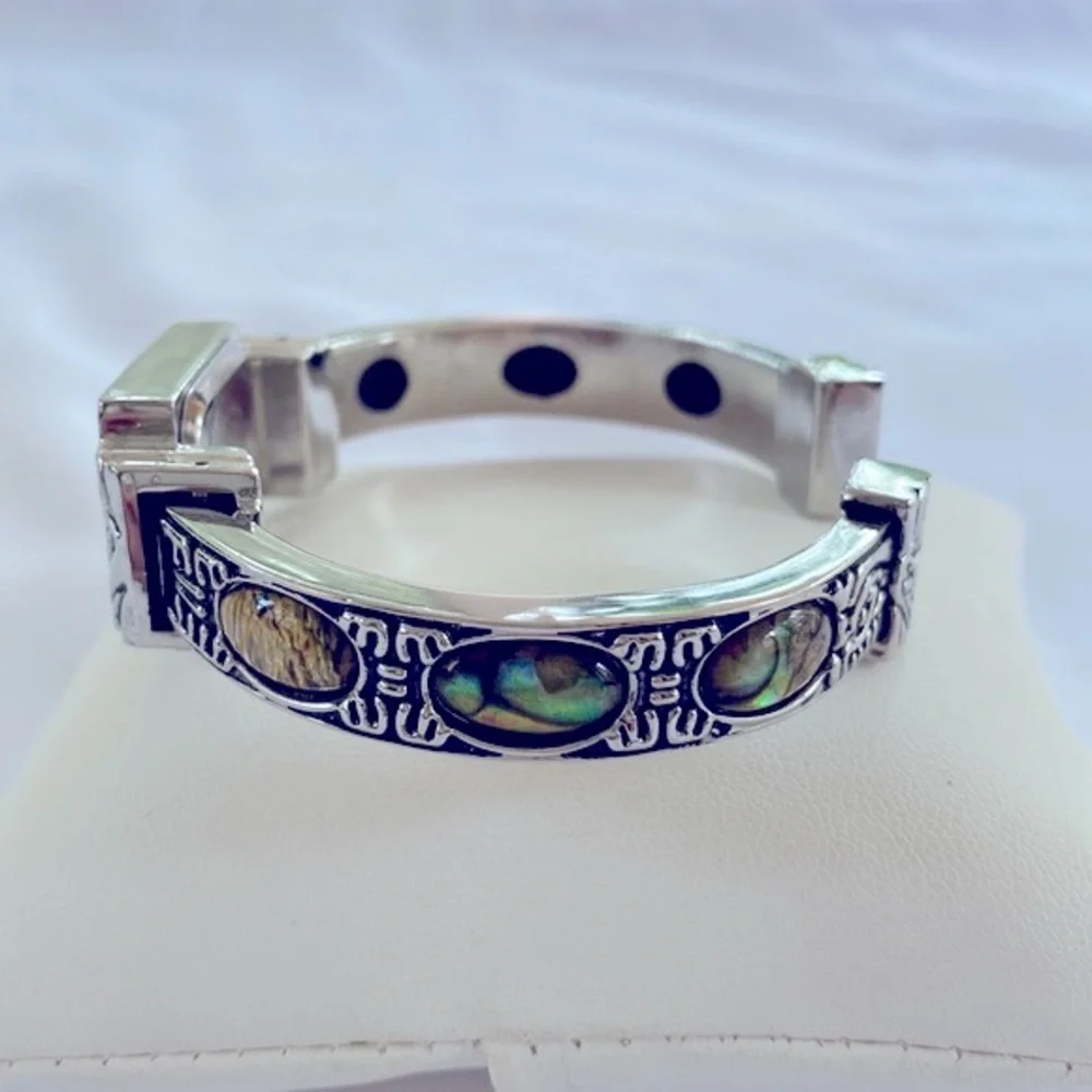 Working! Vivani Abalone Dainty Cuff Bracelet Watch
